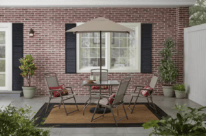 Amberview 6 Piece Sling Folding Outdoor Dining Set with Umbrella