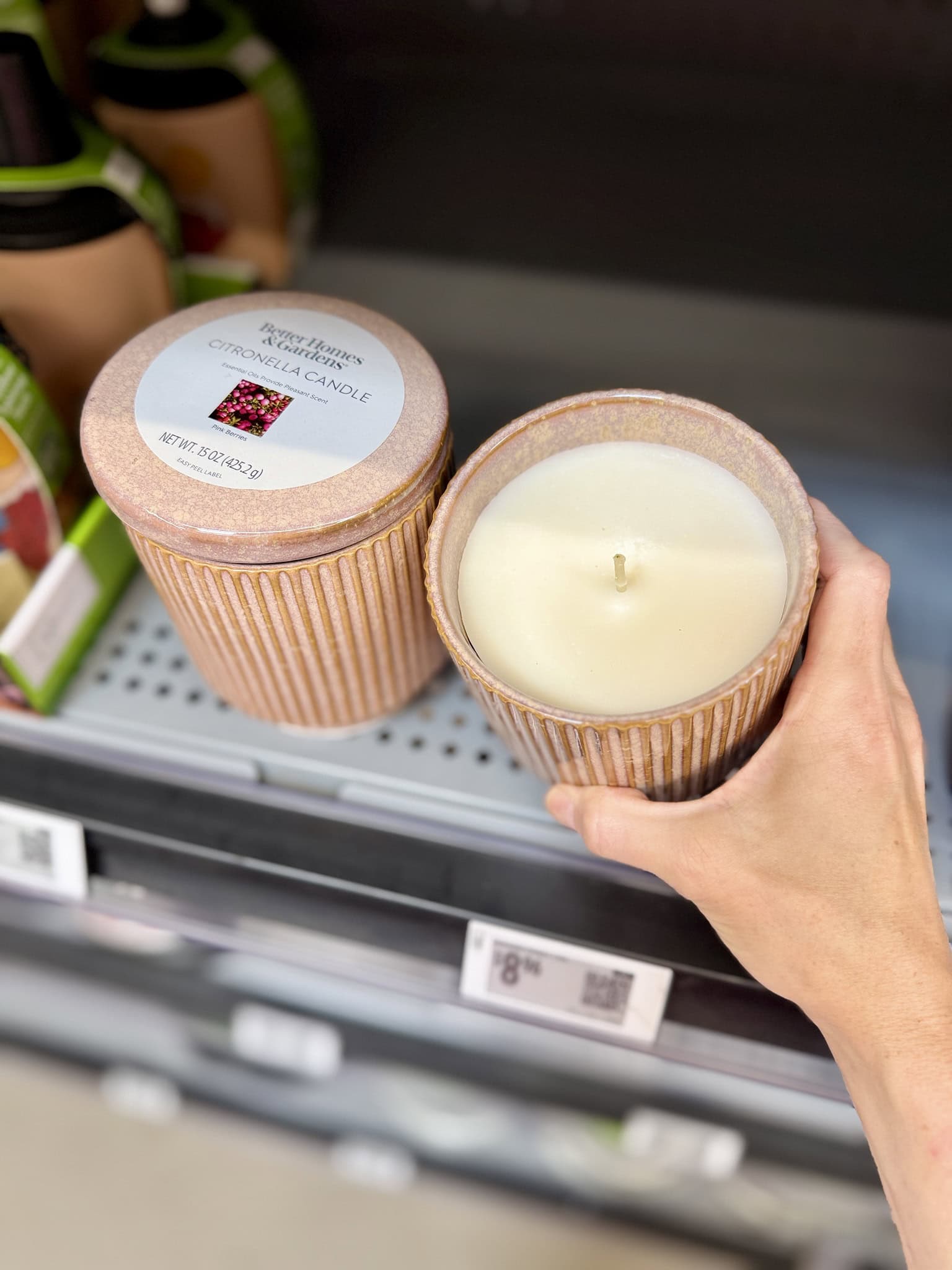 Better Homes & Gardens 15oz Single Wick Pink Berries Citronella Candle in Terracotta Ribbed Jar Better Homes & Gardens 15oz Single Wick Pink Berries Citronella Candle in Terracotta Ribbed Jar