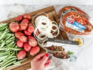 grilled sausage and veggies