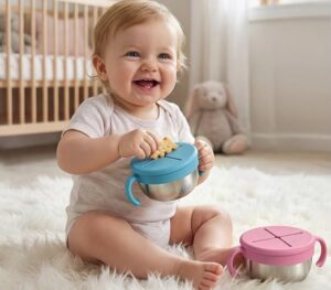 URMYWO Spill Proof Stainless Steel Toddler Snack Containers