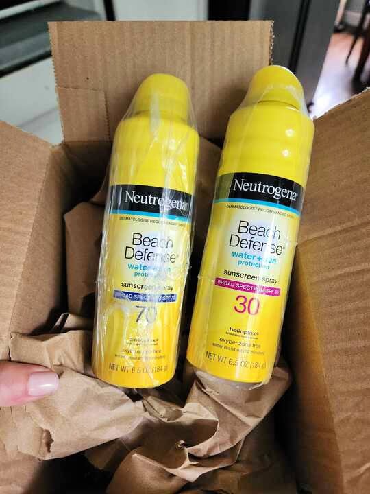 neutrogena beach defense sunscreen in shipping box 