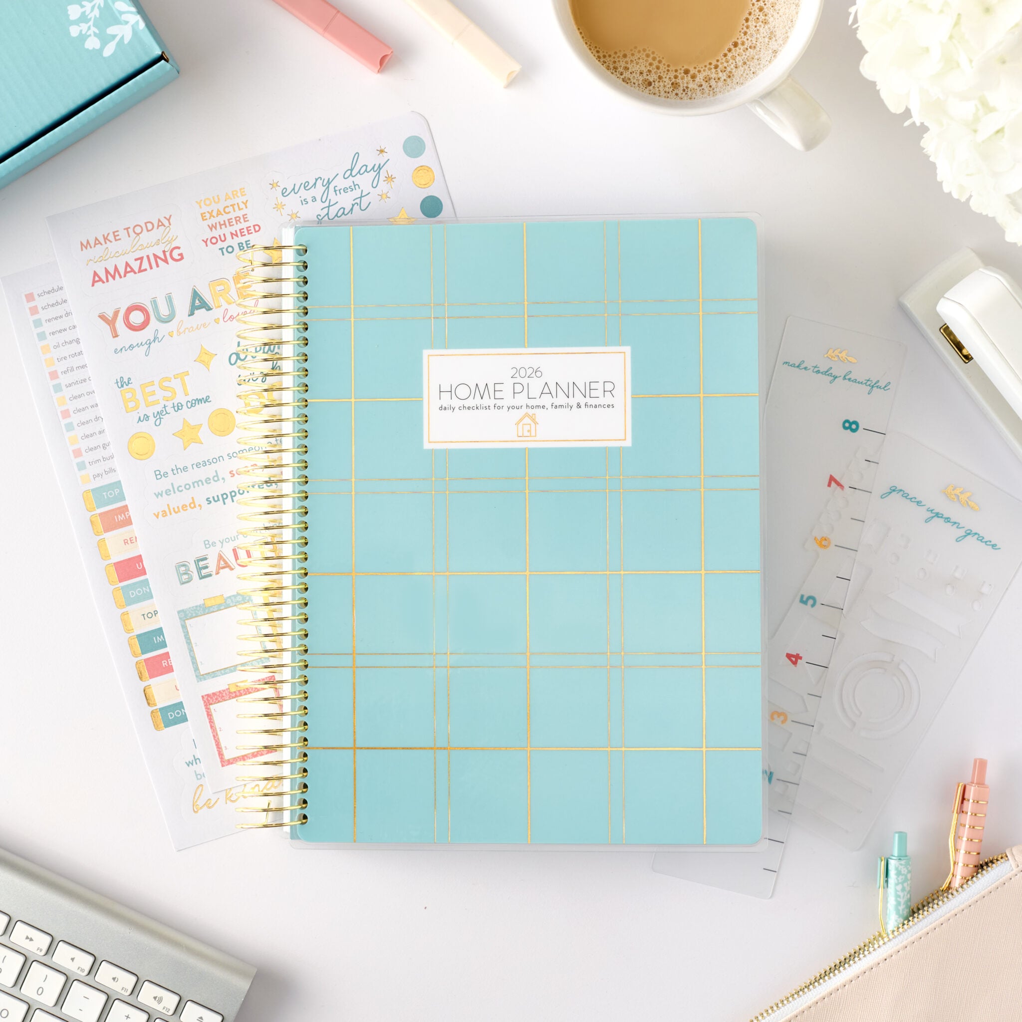 2026 blue plaid home planner