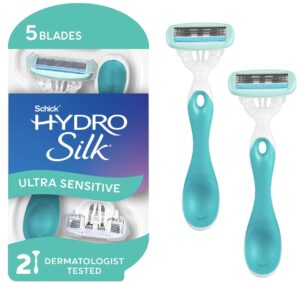 schick hydro silk sensitive razors 2 ct blue