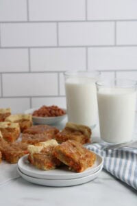 salted caramel blondies plated after cooking