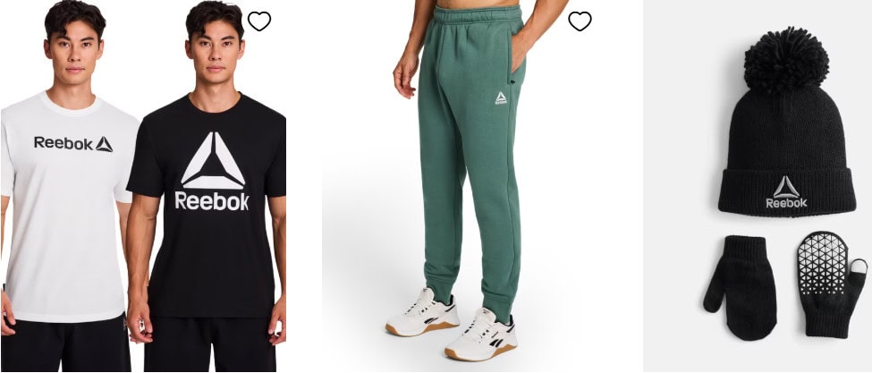 reebok tees and joggers and hat and mittens