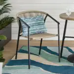 Style Selections (1 Pack) Pelham Bay Wicker Stackable Matte black Steel Frame Stationary Dining Chair with Cream Woven Seat