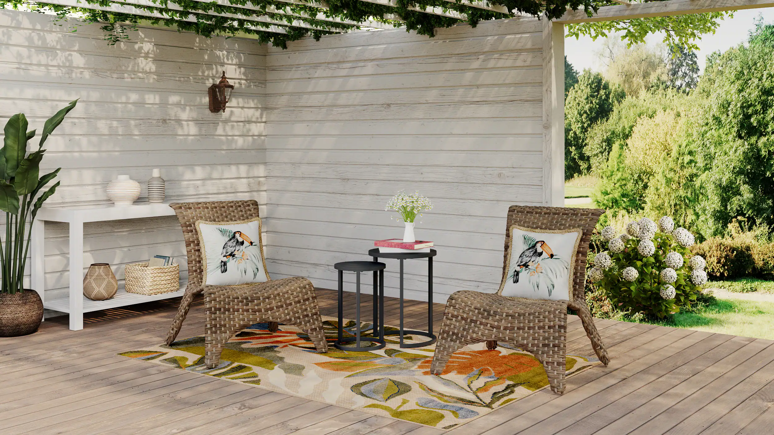 Style Selections Nesting Round Outdoor End Table 16.25 in W x 16.25 in L