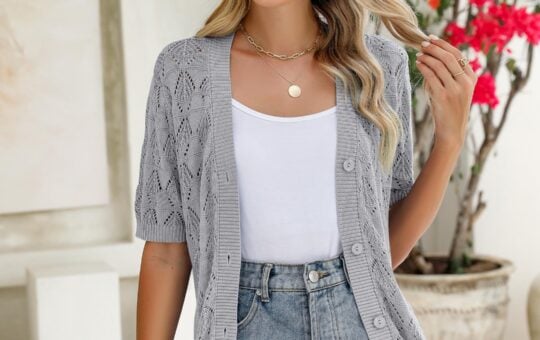 gray cardigan