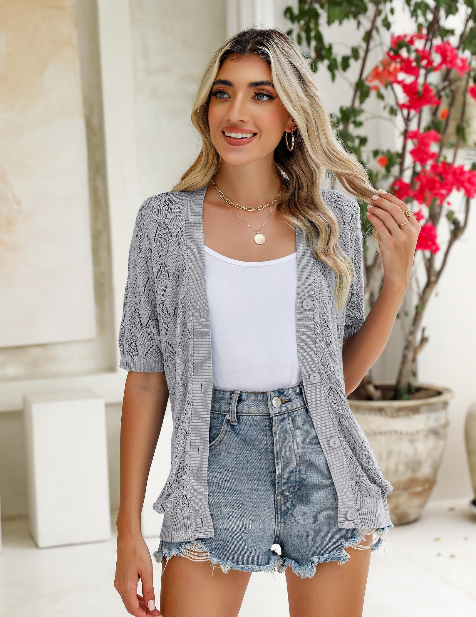 gray cardigan