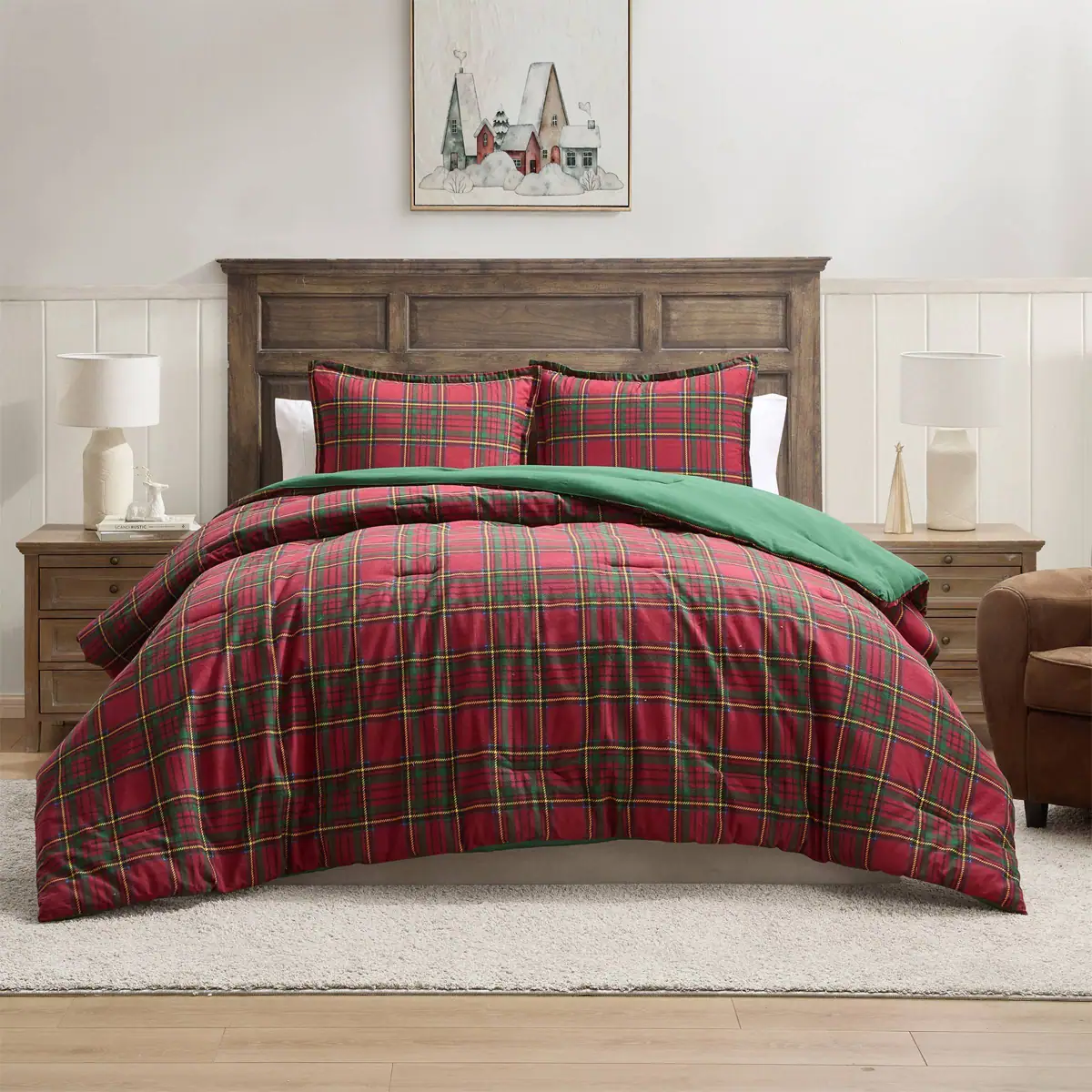 Hallmark Flannel Plaid Comforter Set