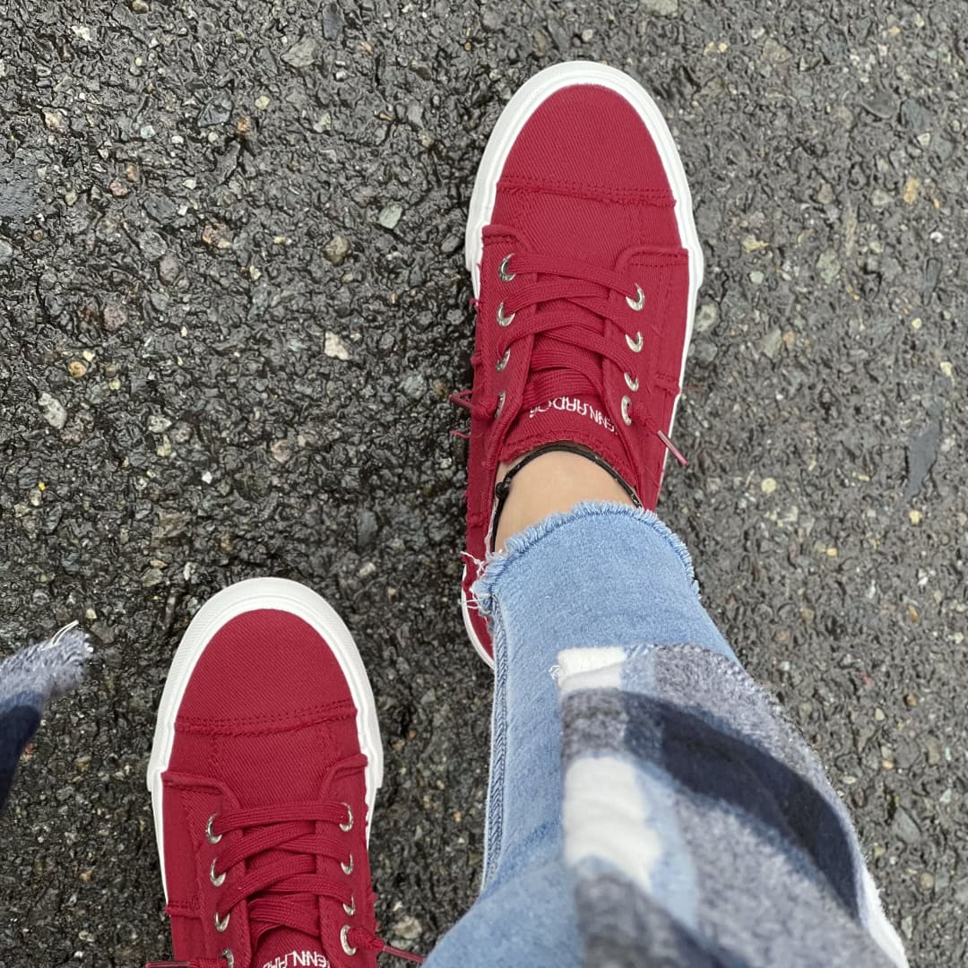 red sneakers