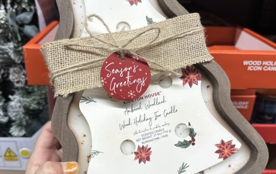 wooden candle at aldi