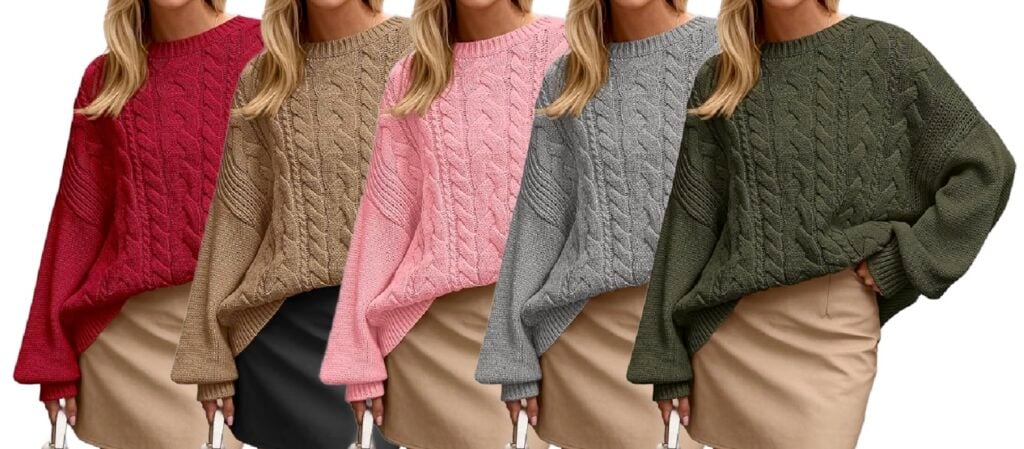colorful cable knit sweaters