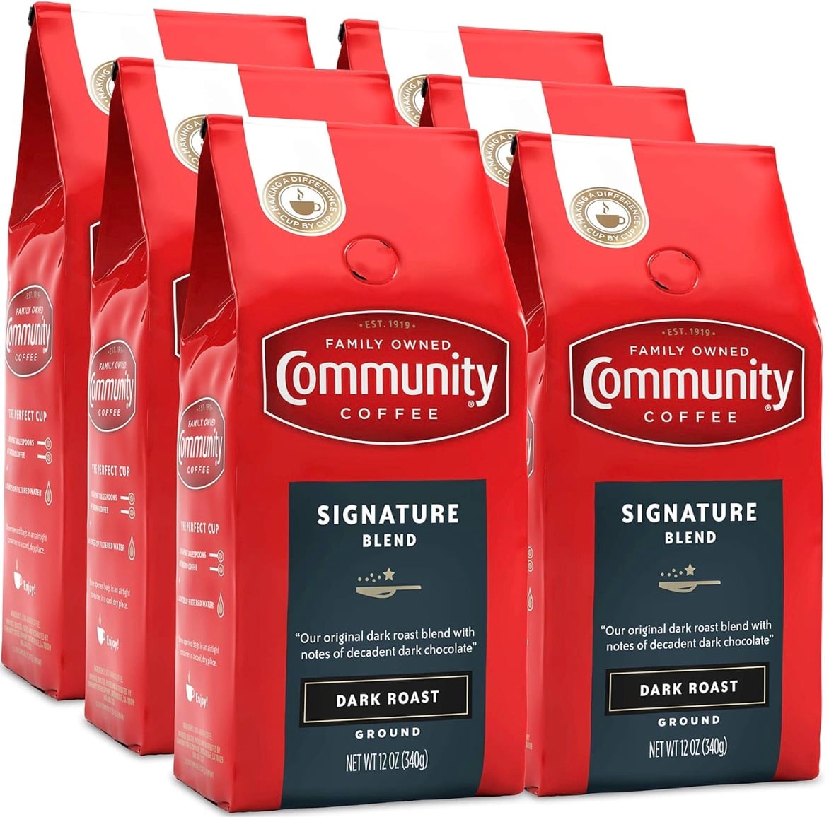community coffee signature blend dark roast 6 pk 12 oz bags