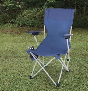 ozark trail hard arm camping chair in blue with steel frame