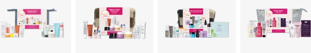 four ULTA sampler kits
