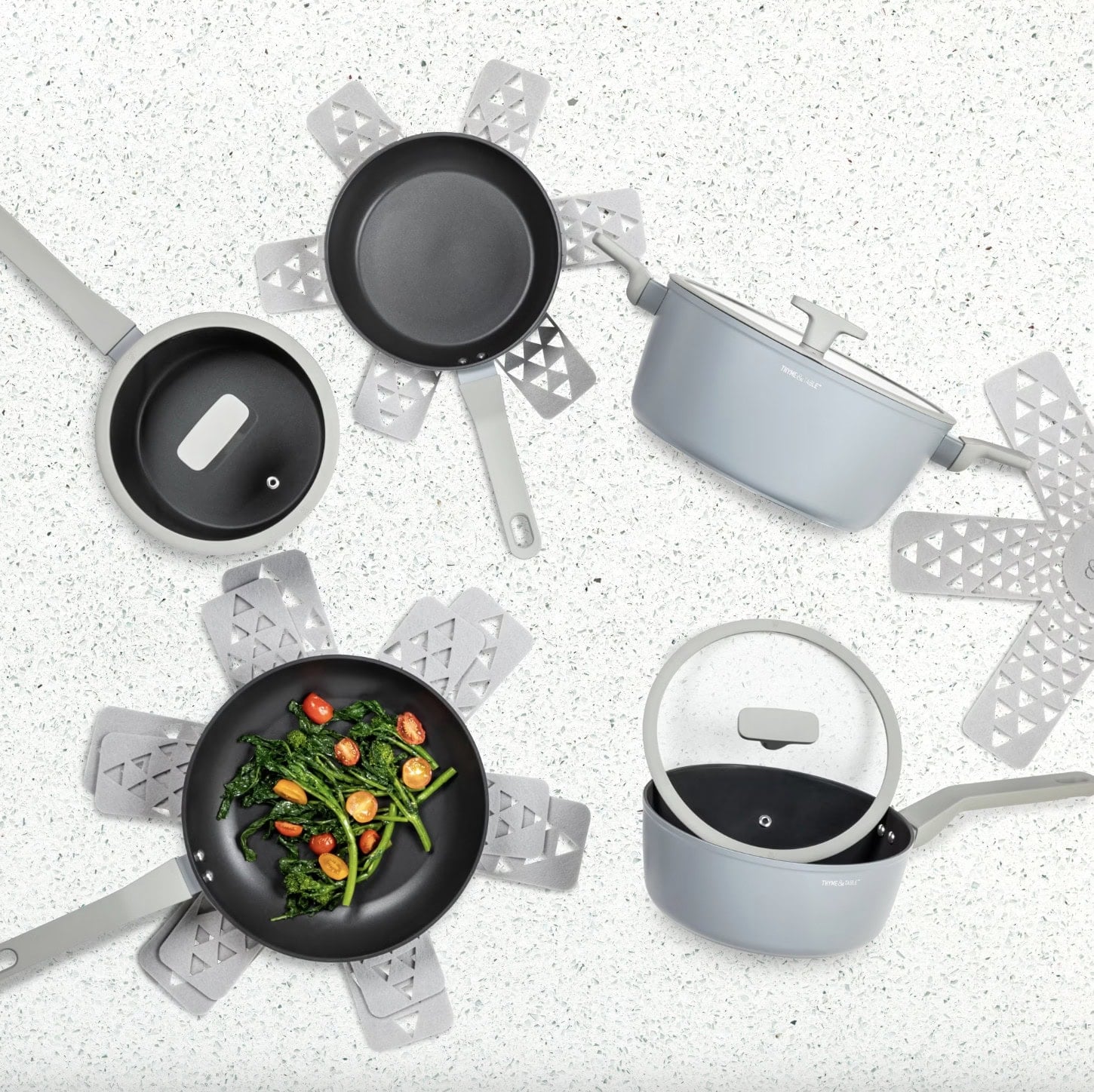 Thyme & Table 12 Piece Non Stick Eden Cookware Set Cool Grey
