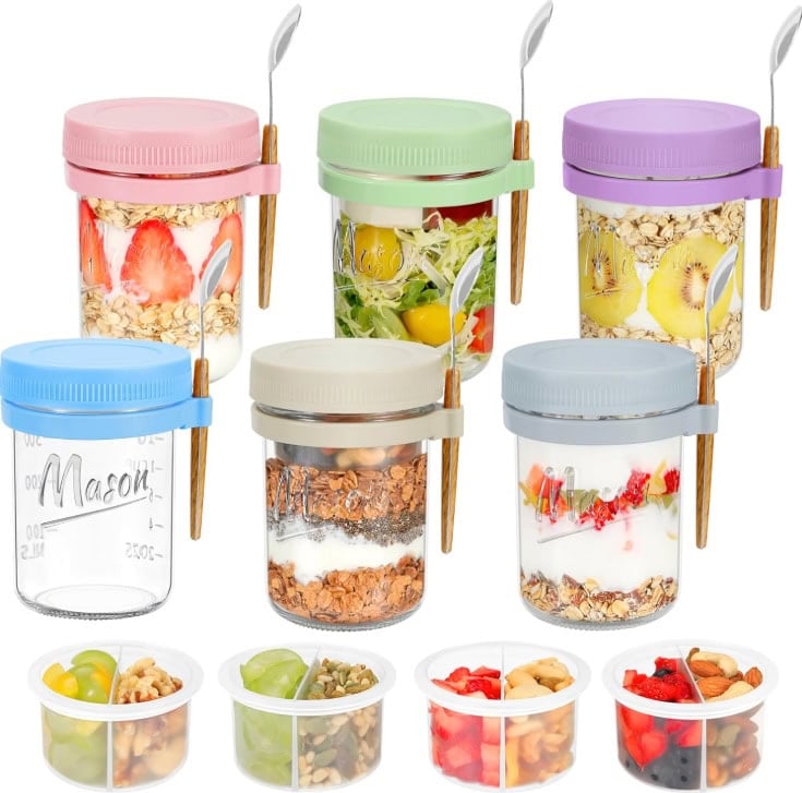Xyptorix 6 Pack Overnight Oats Containers