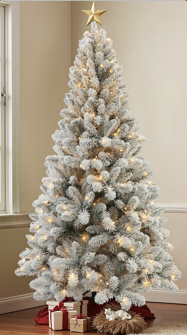 6ft Prelit Flocked Christmas Tree
