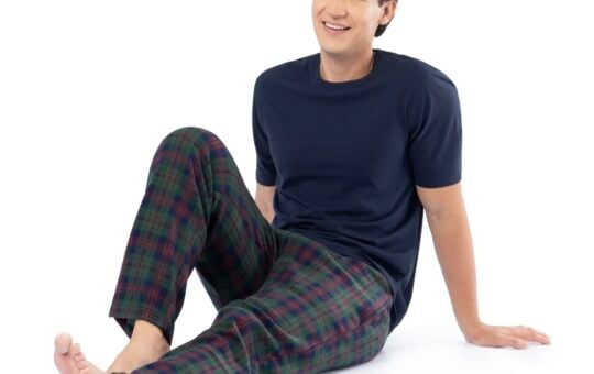 men's pajama sets fruit of the loom blue and plaid green