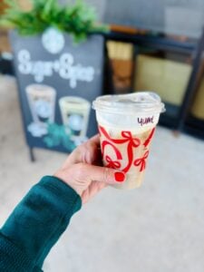 Starbucks Holiday iced Drink in hand