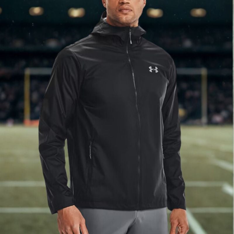 man wearing under armour jacket