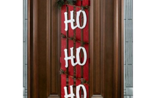 HO HO HO Sled decoration on door