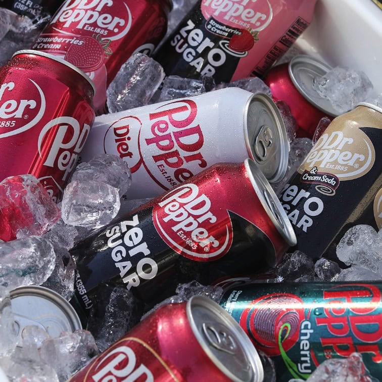Different types of Dr. Pepper on ice 