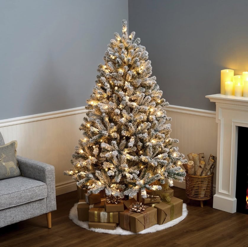 National Tree Company 6ft Pre Lit Flocked Acacia Artificial Christmas Tree