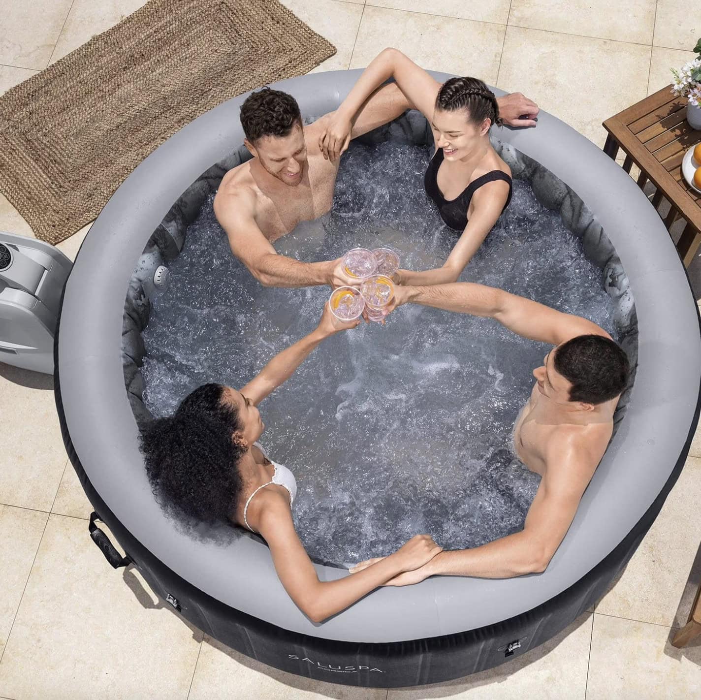 SaluSpa Corsica Round Energy Saving Smart AirJet Inflatable Hot Tub