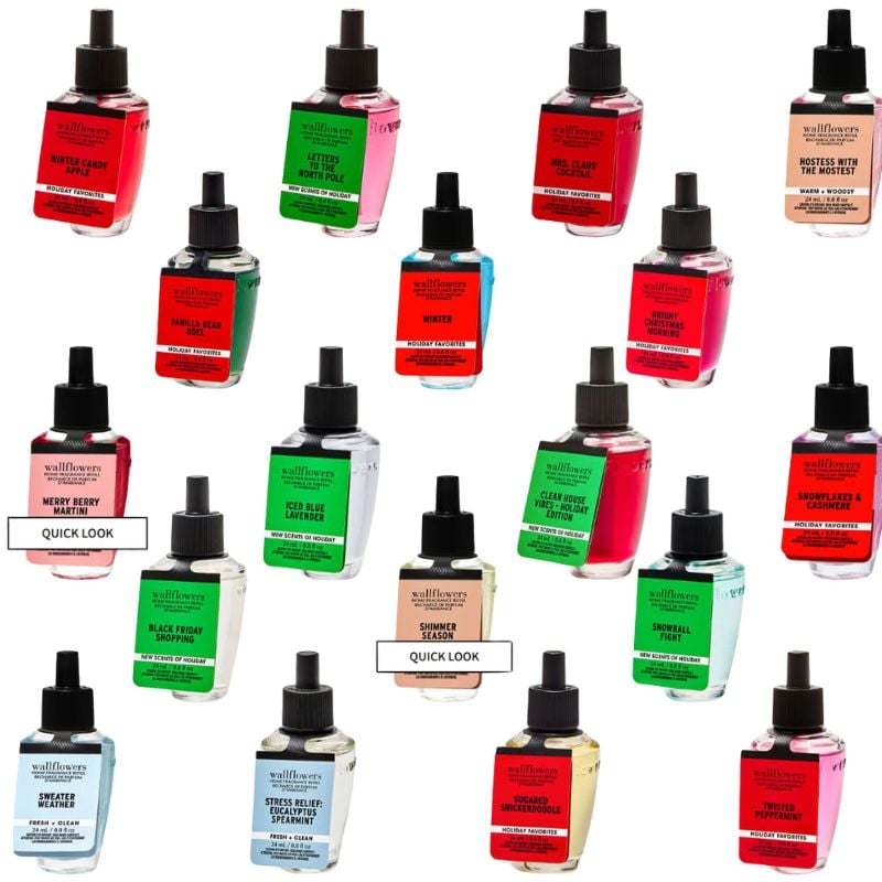various holiday wallflower scents