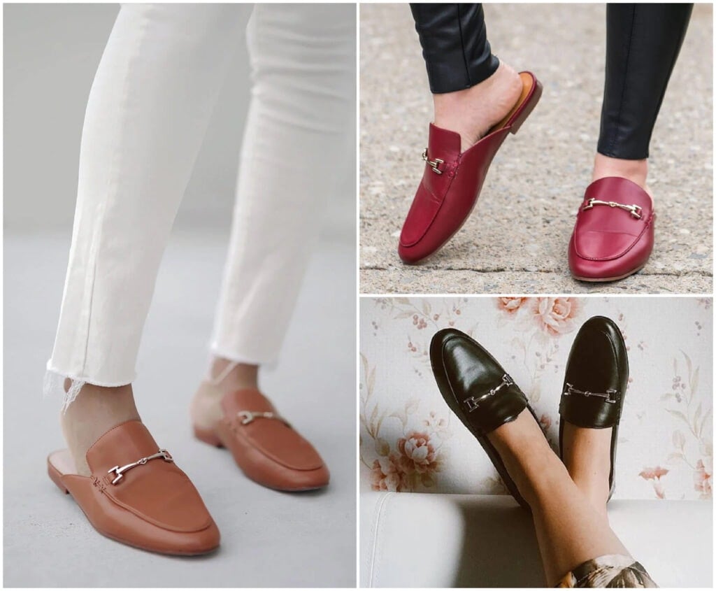 jenn-ardor-slides-collage women wearing mule loafers