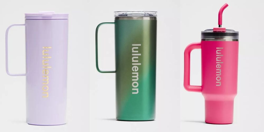 purple green and pink lululemon tumblers