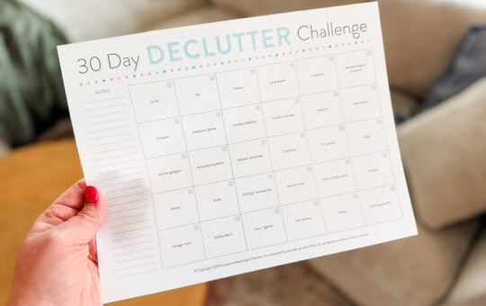 30 day declutter challenge printable in hand