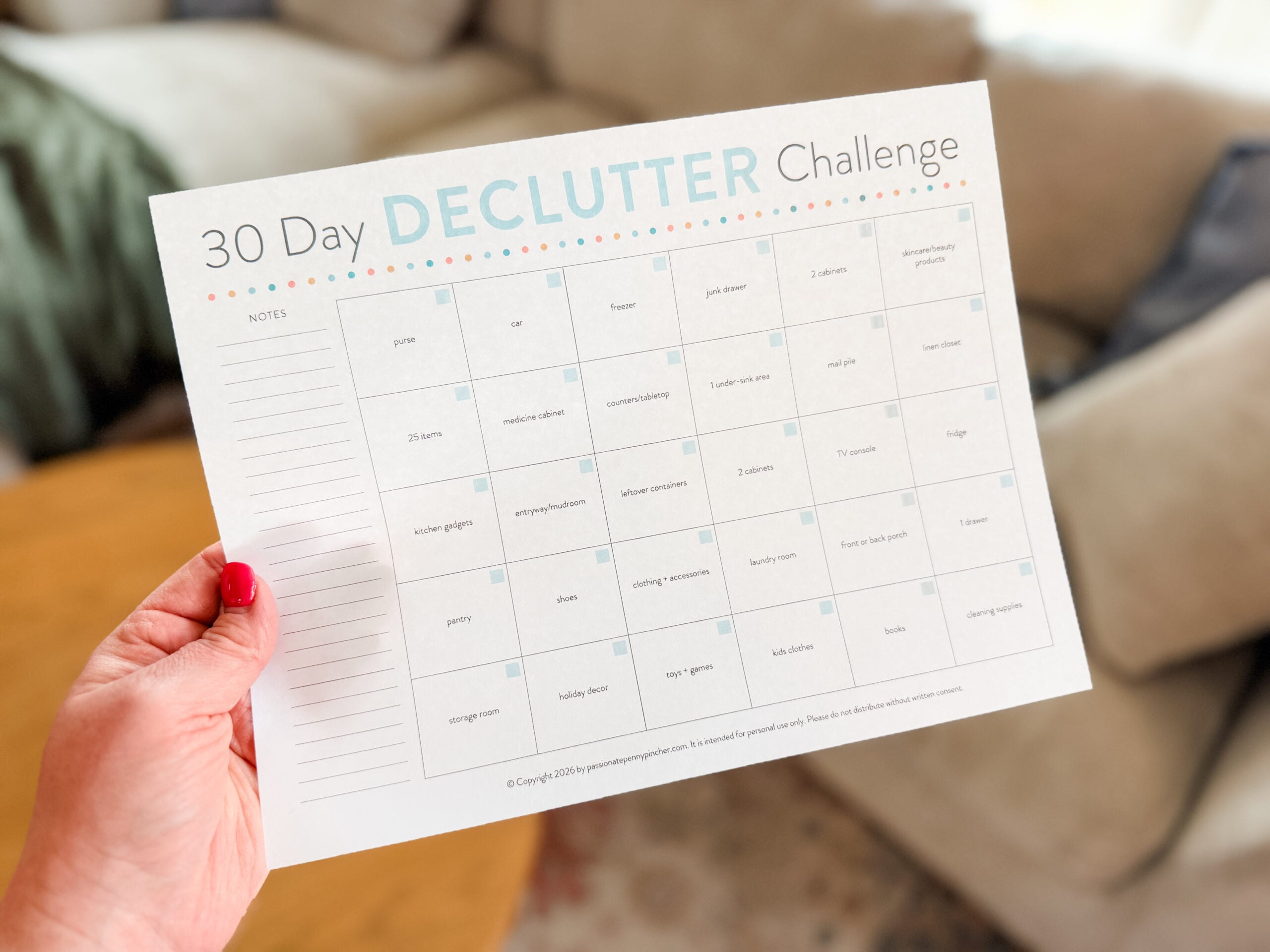 30 day declutter challenge printable in hand 30 day declutter challenge printable in hand