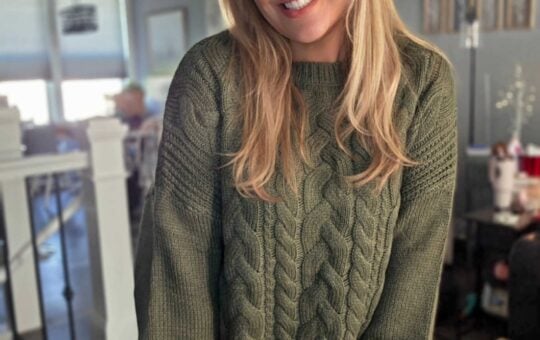 BTFBM Women's Oversized Cable Knit Sweater Crew Neck Pullover 2