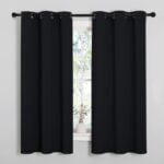 NICETOWN Pitch Black Solid Thermal Insulated Grommet Blackout Curtains