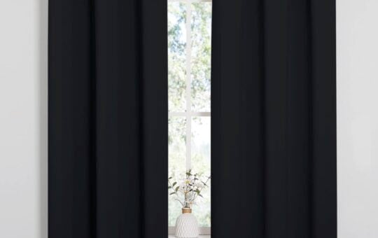 NICETOWN Pitch Black Solid Thermal Insulated Grommet Blackout Curtains