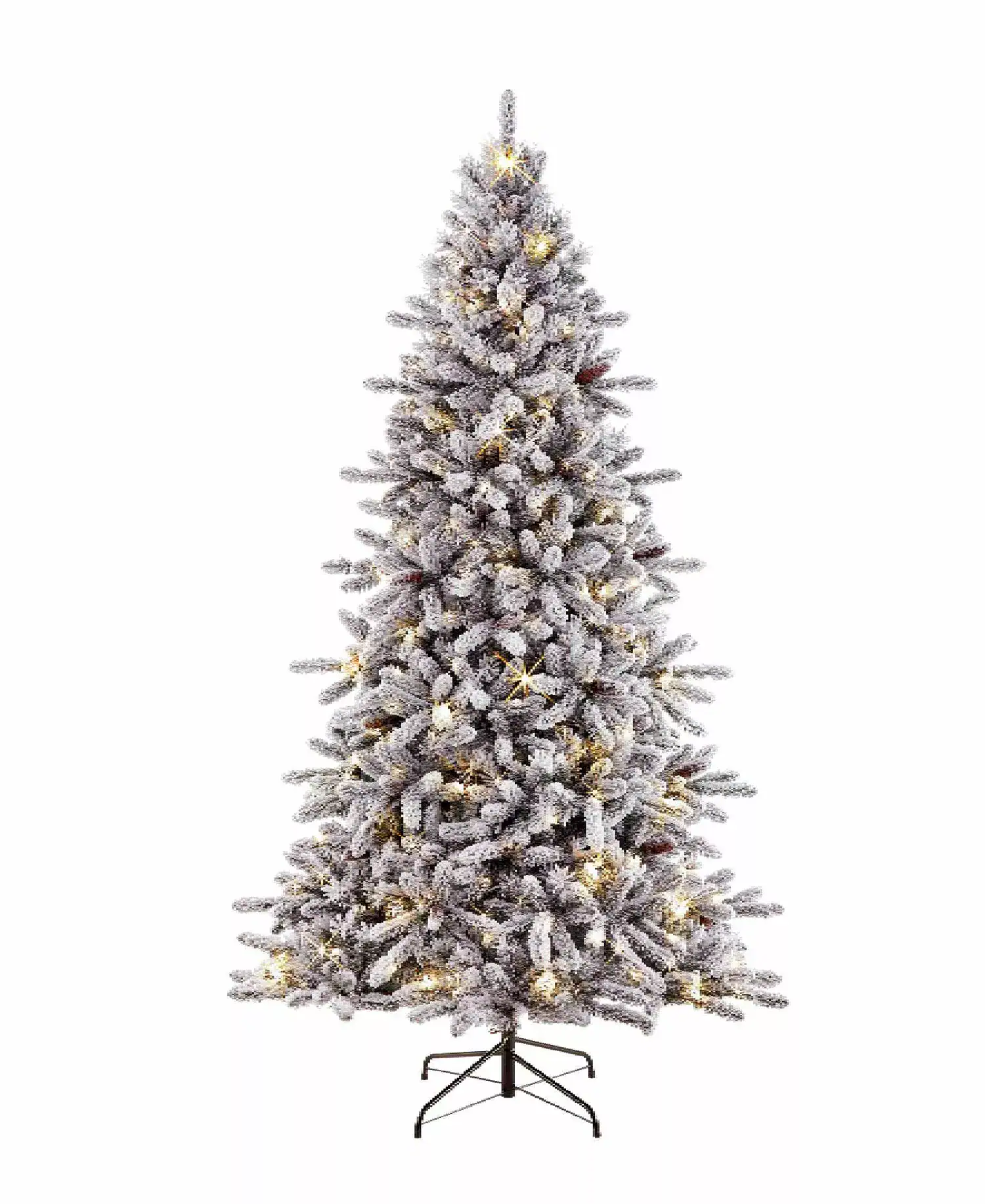 Puleo International Puleo 7.5FT Pre lit Flocked Birmingham Fir Artificial Christmas Tree