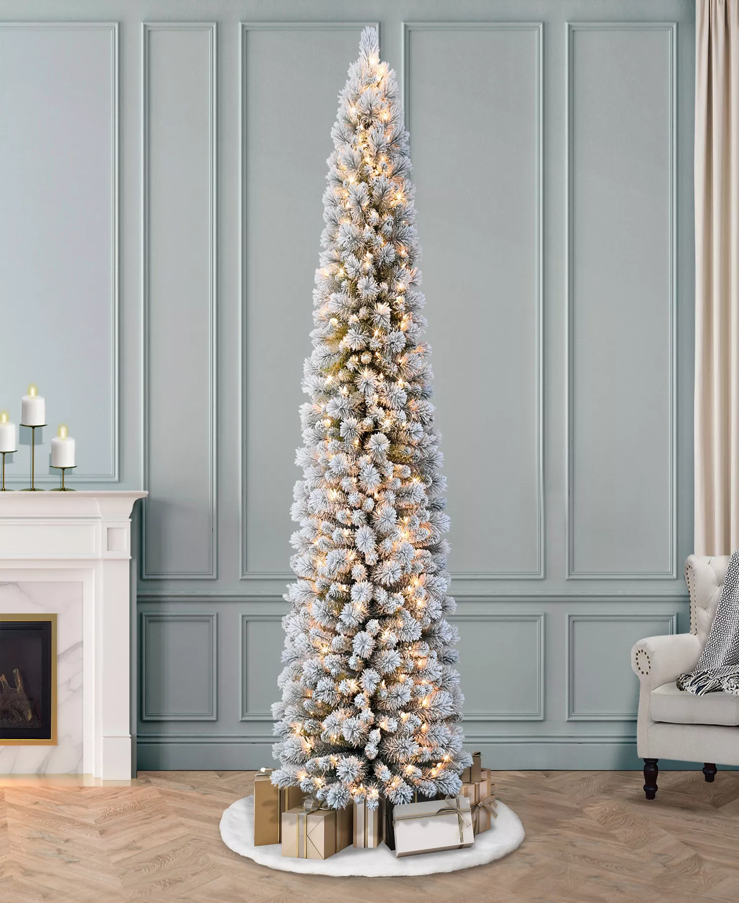 Puleo International Puleo 7.5ft Pre Lit Artificial Pine Tree