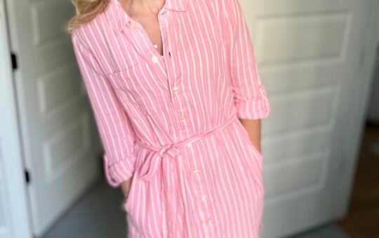 Style & Co Women's Cotton Gauze Tie Waist Shirt Dress Laurie