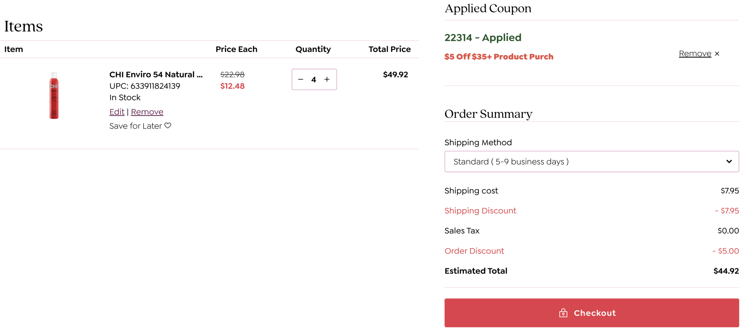 beauty brands spray cart checkout