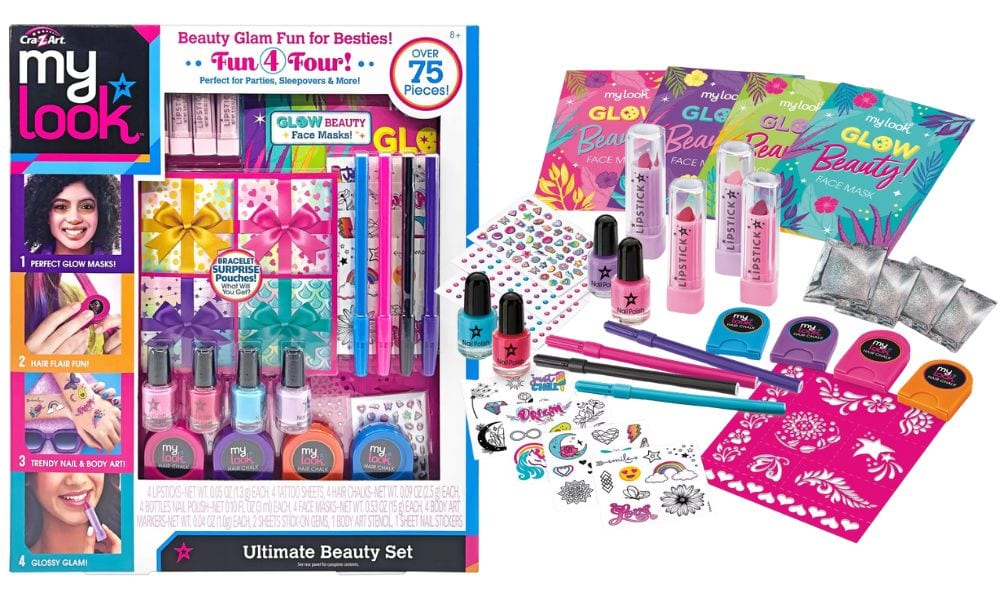 My Look Ultimate Beauty Set: Craft Activity Kit with Stickers, Nail Polish, Gems 