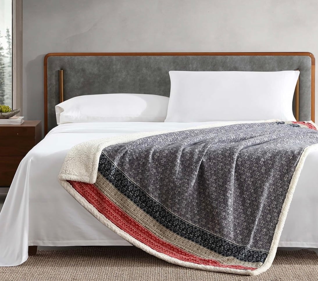 eddie bauer throw fair isle dark steel