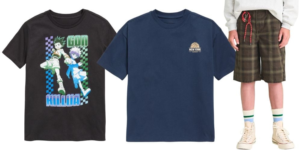 boys old navy graphic tees and boy wearing shorts