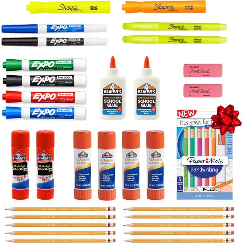 various school supplies