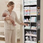 6 in 1 Over Door Hanging Organizer with 12 Mesh Pockets, 44 lbs Capacity, Deep Gray – Versatile Behind Door Storage for Baby Nursery, Newborn 2