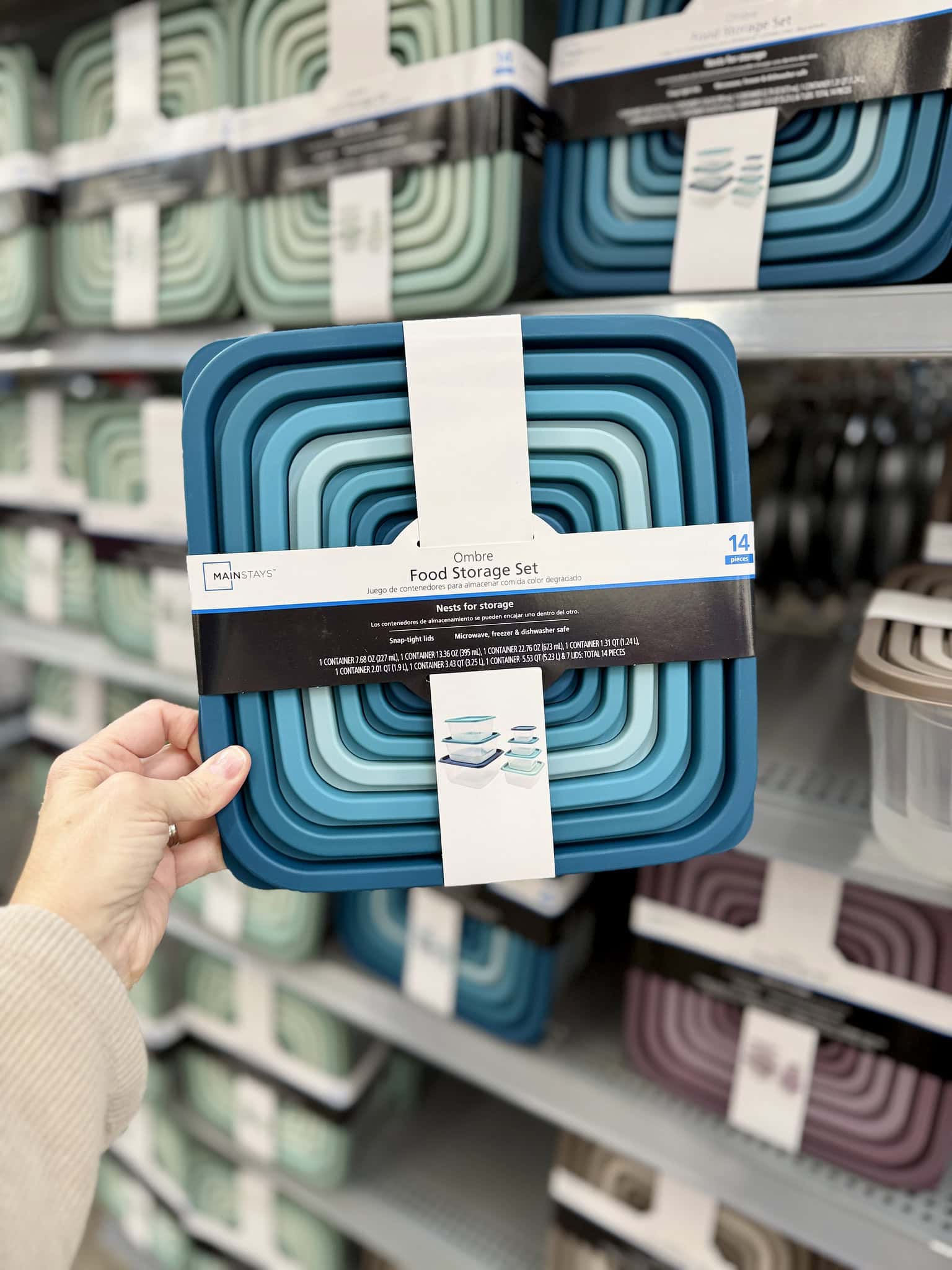 shades of blue food storage set 