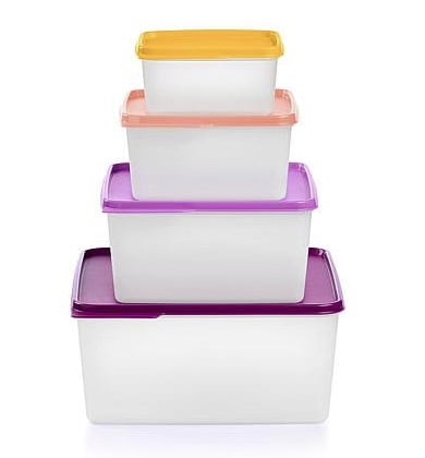 Tupperware 8 piece KeepTabs Space Saving Square Food Storage Set