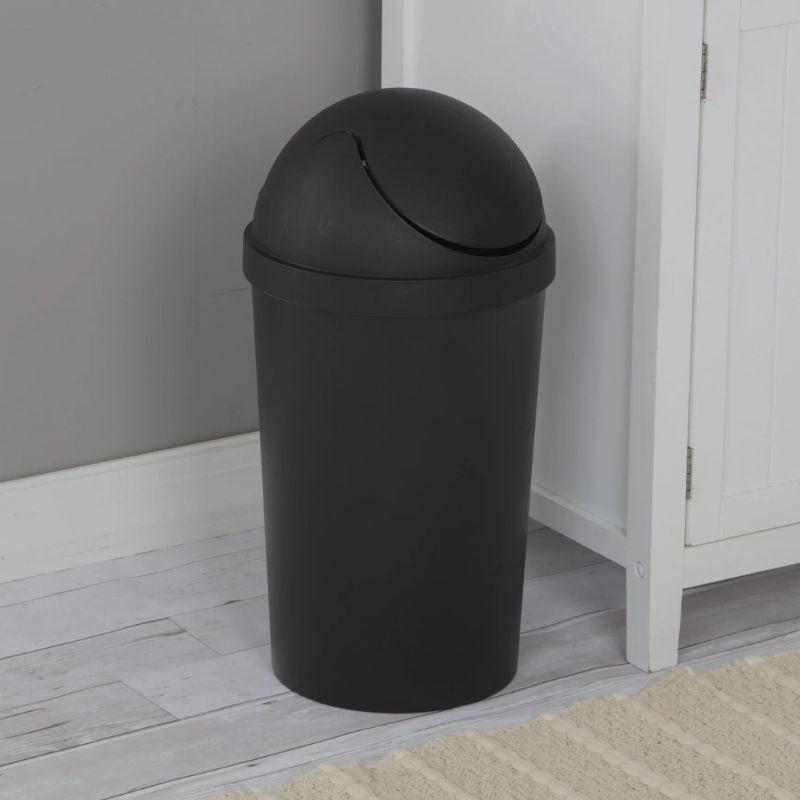 black trash can with swing top 